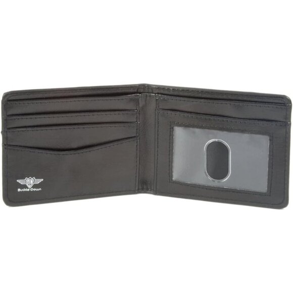 ✨Men's Black Squarepants Buckle-Down PU Bifold  Primitive Sponge Pose Wallets - Picture 3 of 4